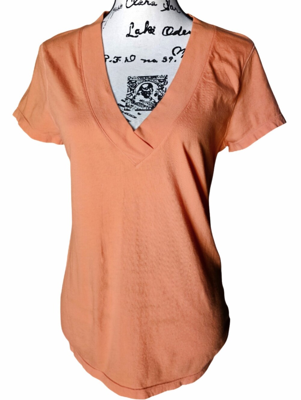 American Eagle Outfitters Orange V-Neck Short Sleeve Tee